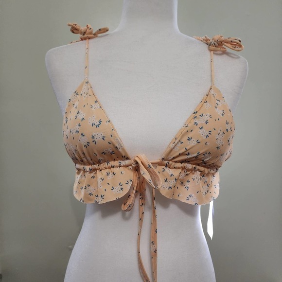 Farago The Label Lucia Triangle Bikini Top in Yellow Floral - NWT - Picture 3 of 12